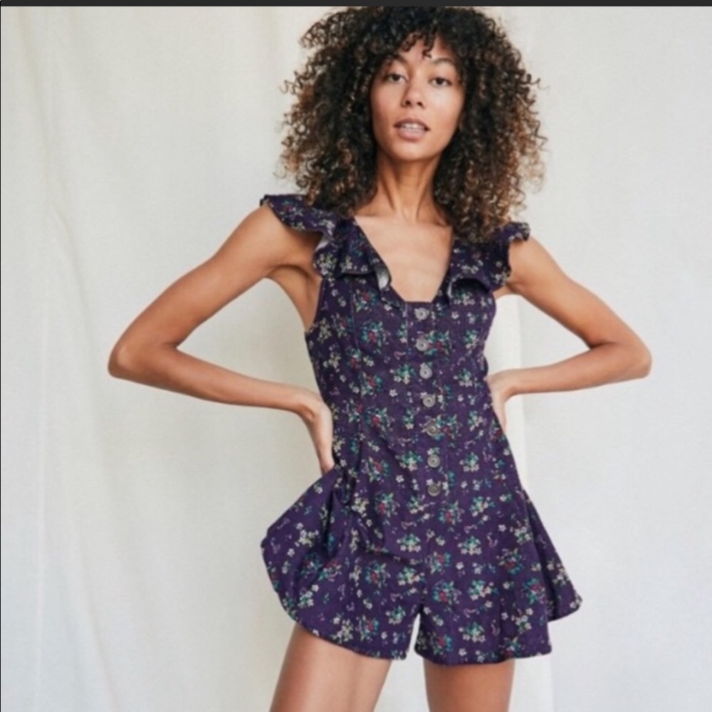NWT Free People Violet visions floral cord romper